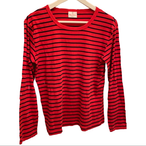 Hanna Andersson Red & Navy Striped LS Shirt SZ 14 - Picture 1 of 4